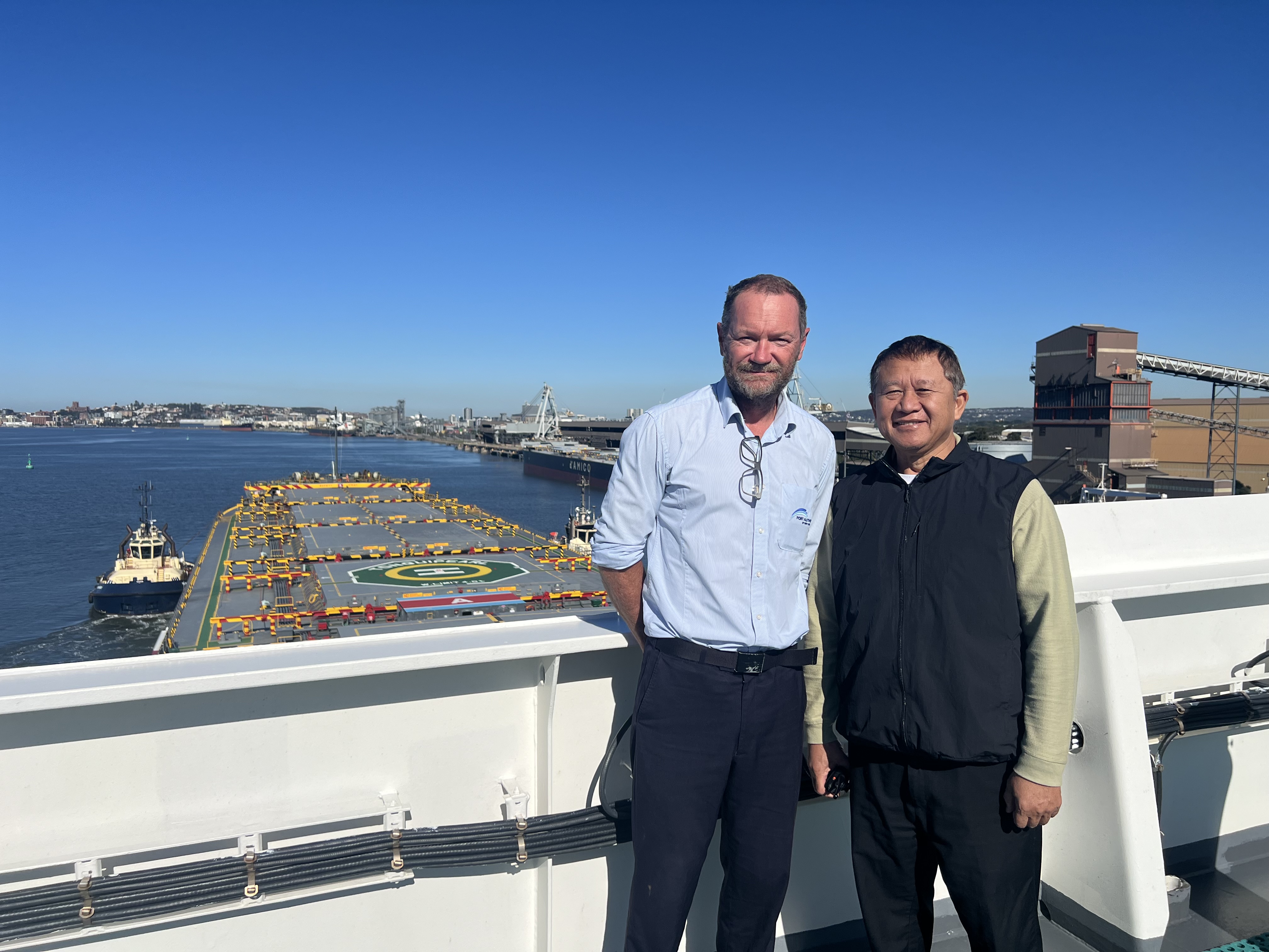 Pilot David Keys aboard a vessel in Newcastle