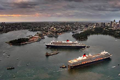 Queen Mary 2 and Queen Elizabeth arrive into Sydney