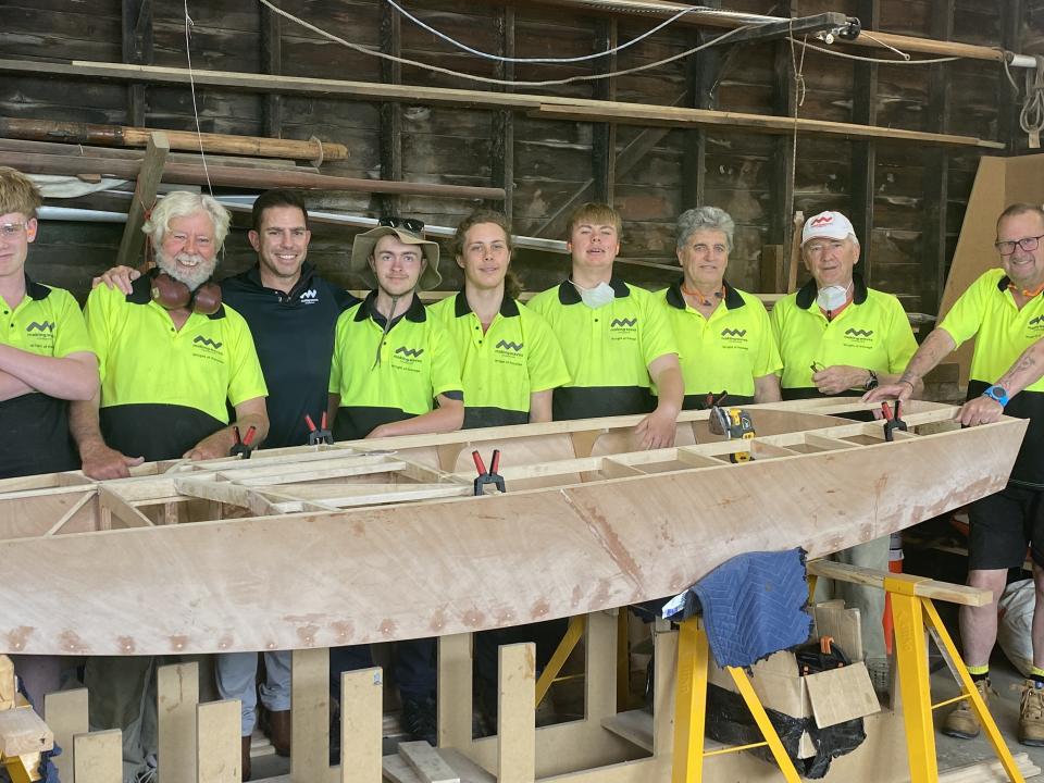Making Waves Foundation participants of the boat building project