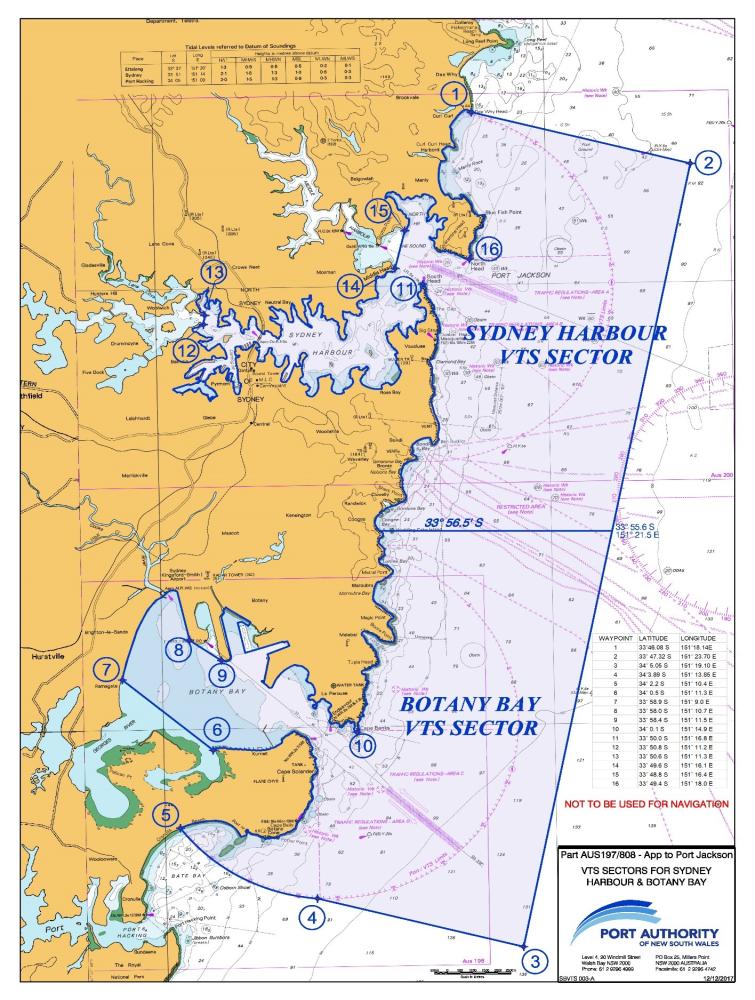 Sydney Harbour and Botany Bay VTS area