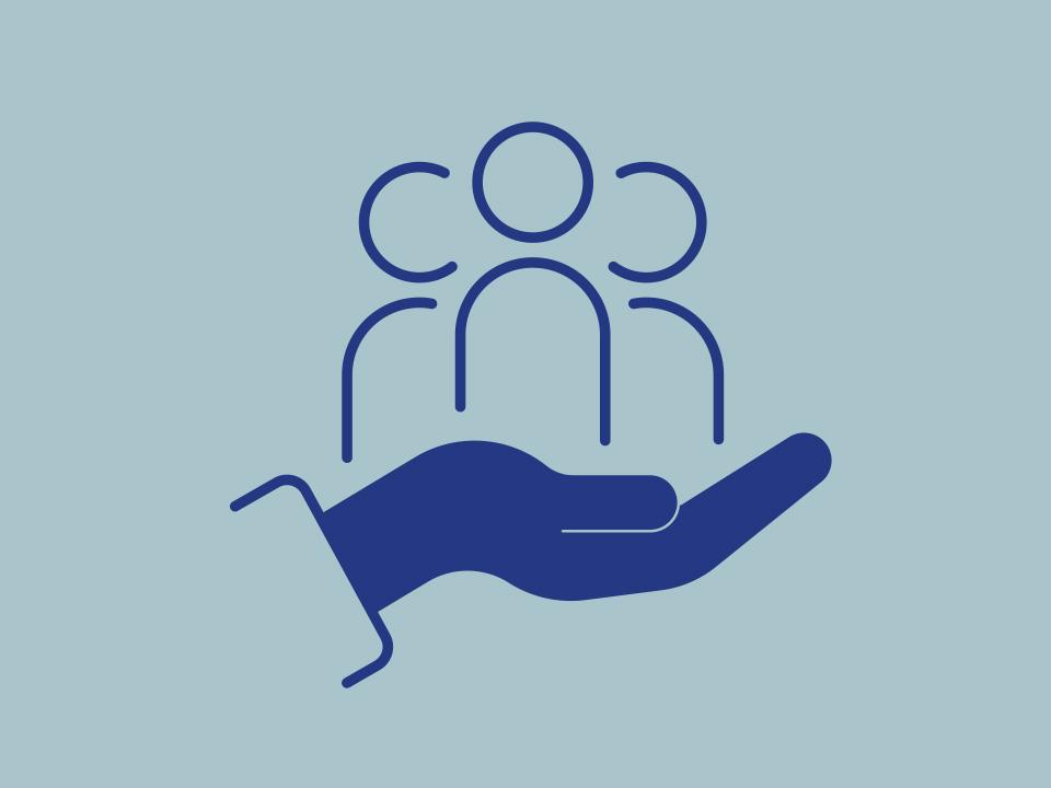 Our values - a hand holding people