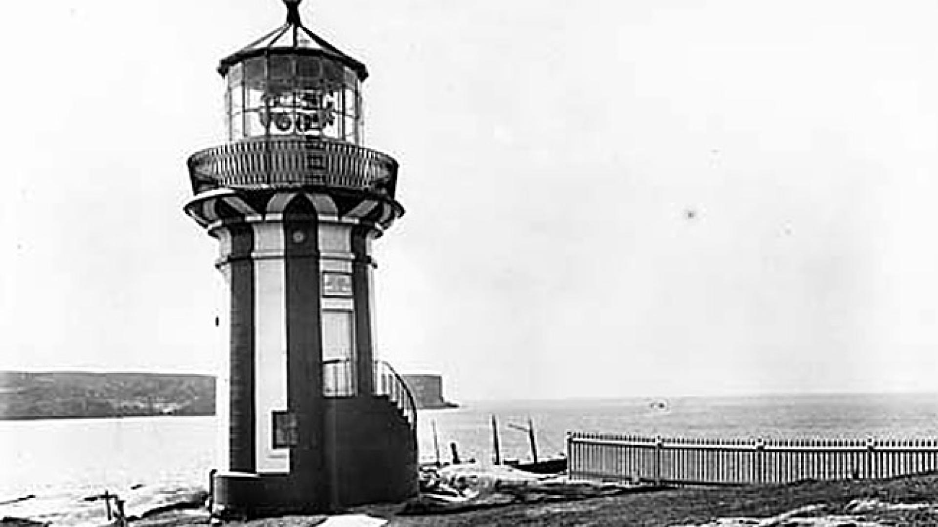Old black and white photo of Hornby Lighthouse
