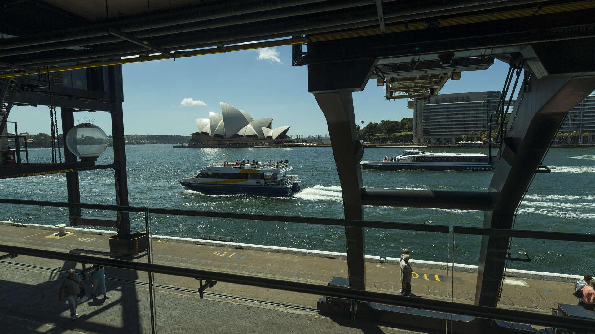 Looking towards the Opera House with boats on the water