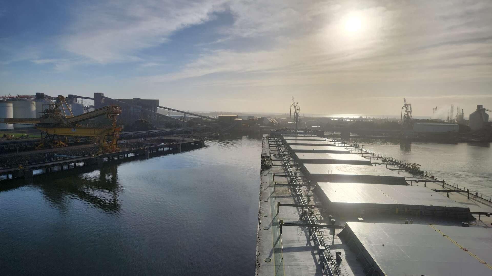 View from the bridge of a cargo ship in Newcastle Harbour