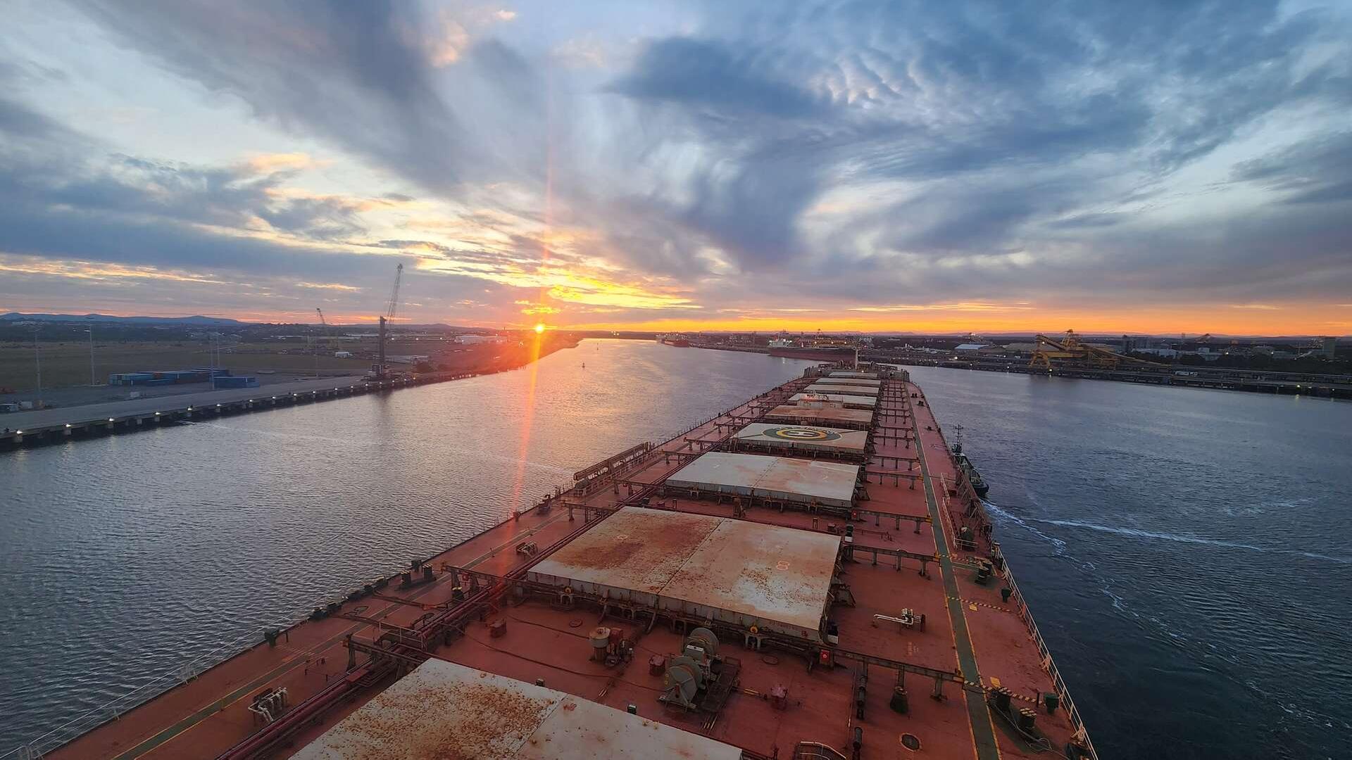 View from the bridge of a cargo ship in Newcastle Harbour