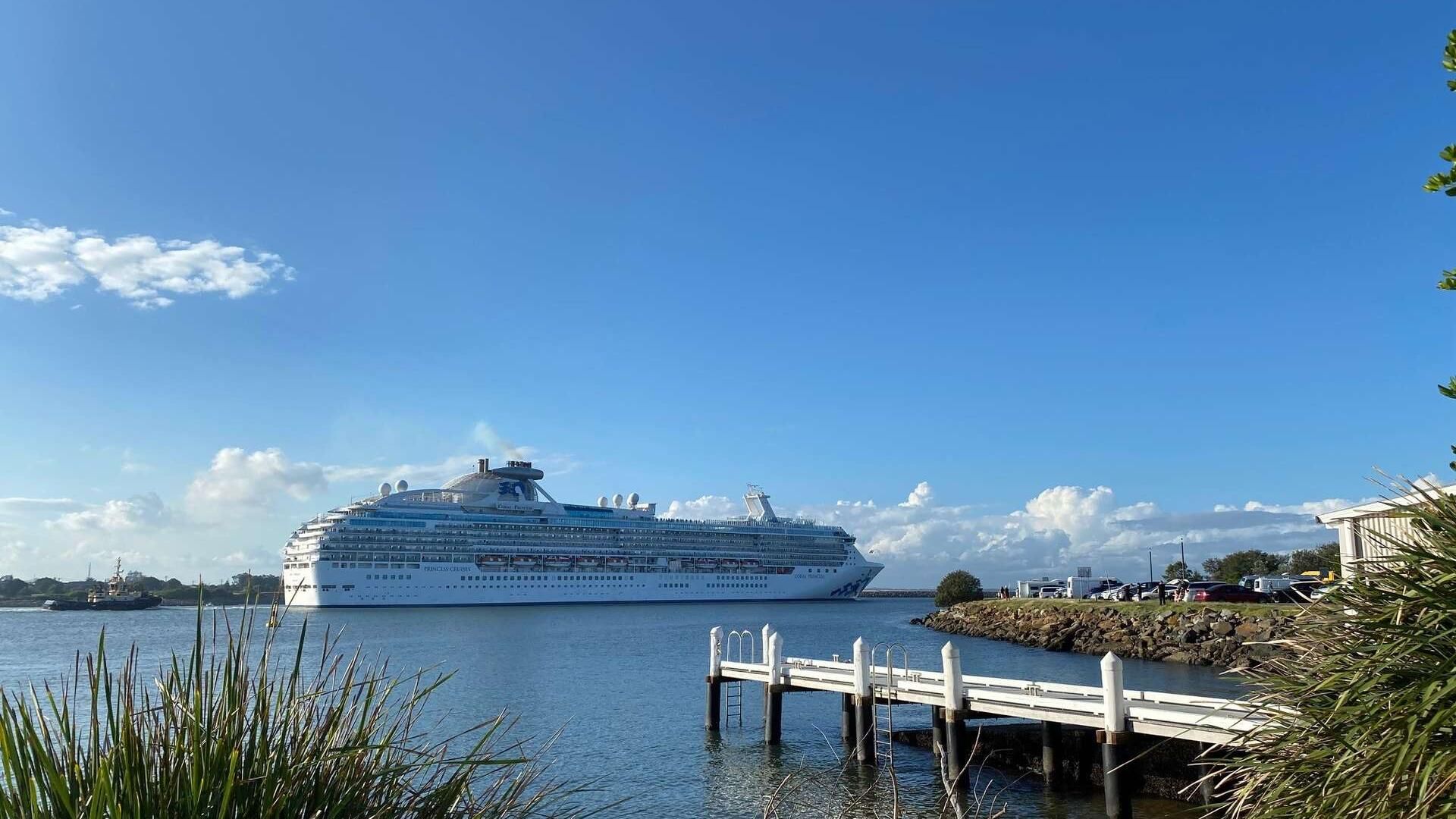 A cruise ship entering Newcastle Harbour
