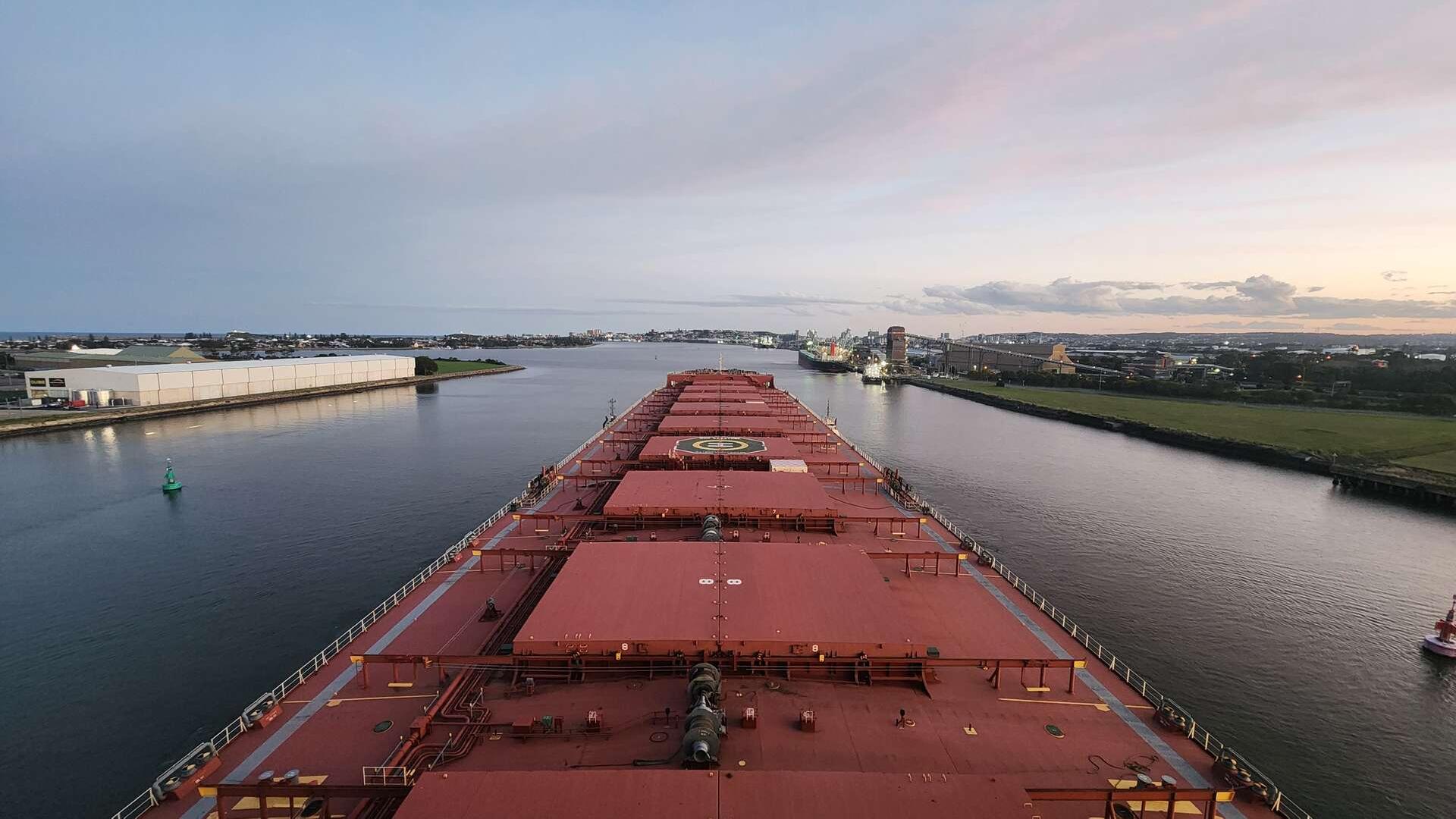 View from the bridge of a cargo ship in Newcastle Harbour