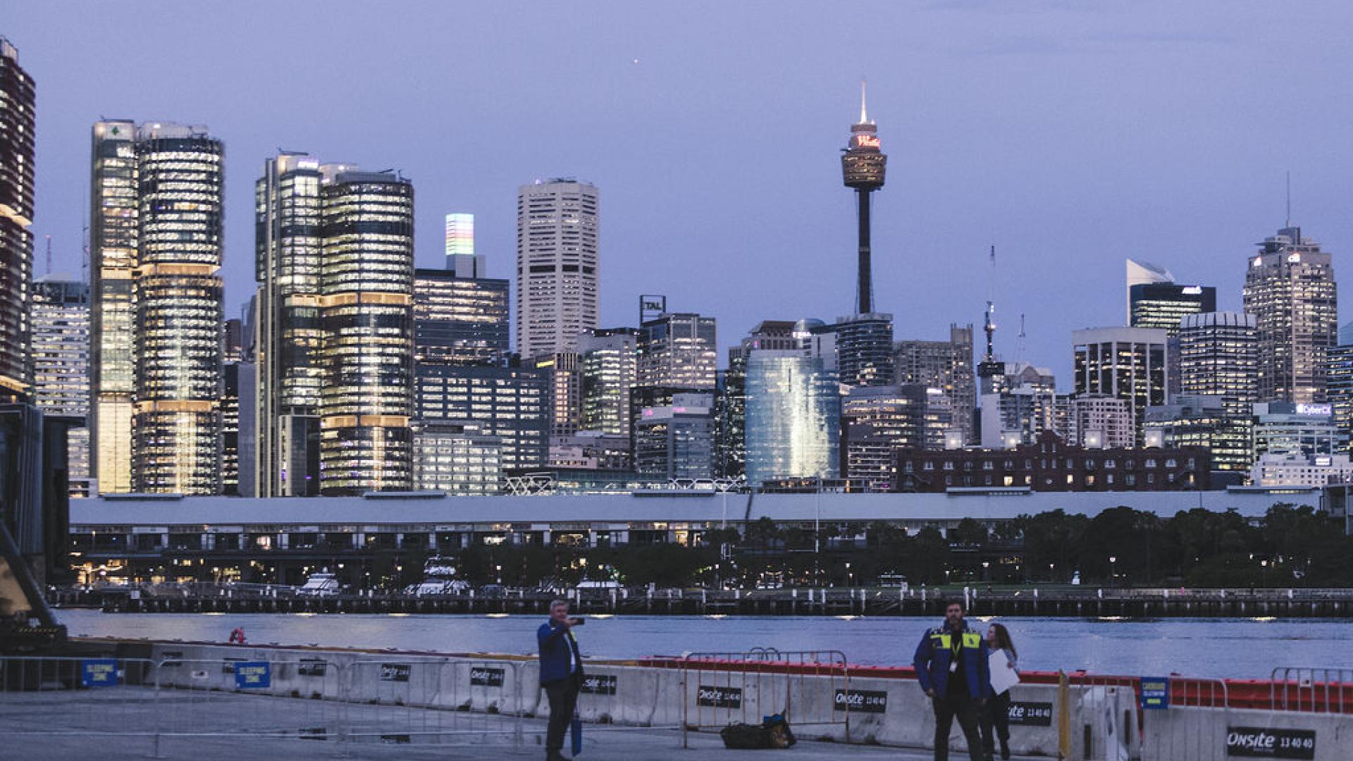 CEO sleepout view of SYdxney CBD from White Bay Cruise Terminal